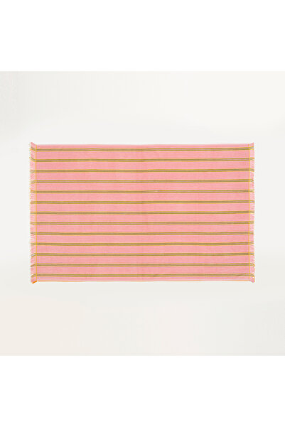 Zsa Zsa Zsu Vıseu Saçaklı Jakarlı Çizgili Pamuk %100 Pamuk Plaj Havlusu 90x15...