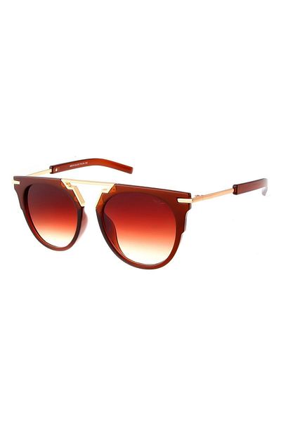 TomyHelf Women's Sunglasses - Oval Design, Brown Gold Frame, Gradient Glass