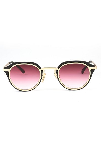 TomyHelf Oval Design Gold Black Frame Claret Glass Women's Sunglasses