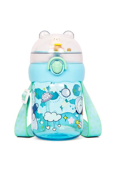 Eazy Kids زجاجة مياه 580 مل مع قشة - خضراء