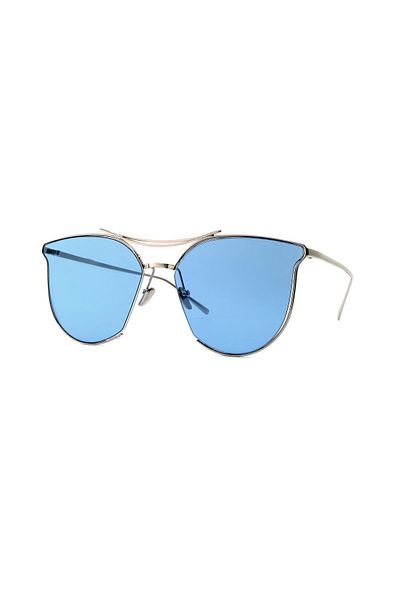 TomyHelf Blue Geometric Design Women's Sunglasses - Silver Frame