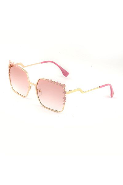 TomyHelf Square Pink Pearl Pink Frame Pink Glass Women's Sunglasses