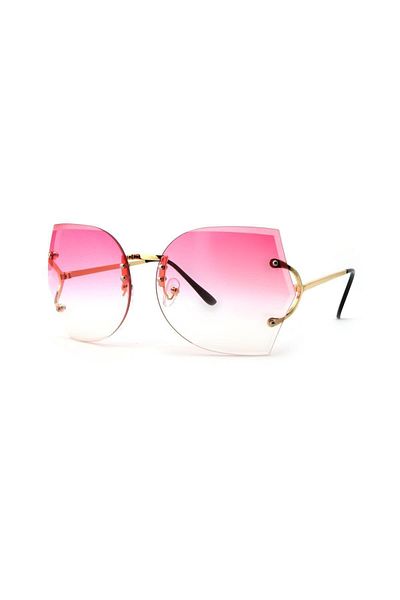 TomyHelf Geometric Design Women's Sunglasses - Gold Black Frame Gradient Glass