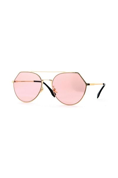 TomyHelf Gold Frame - Pink Glass Women's Sunglasses Cornered Design