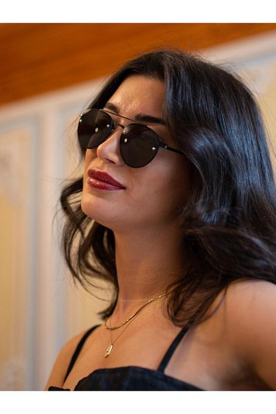 TomyHelf Damla Design Black Frame Black Glass Unisex Sunglasses