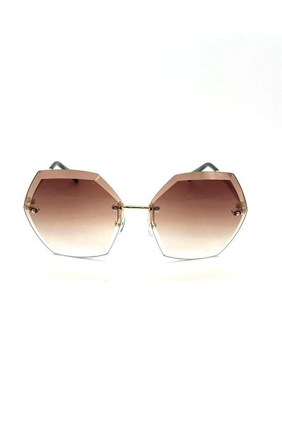 TomyHelf Geometric Brown Gradient Cut Glass Women Sunglasses Ae1712c30