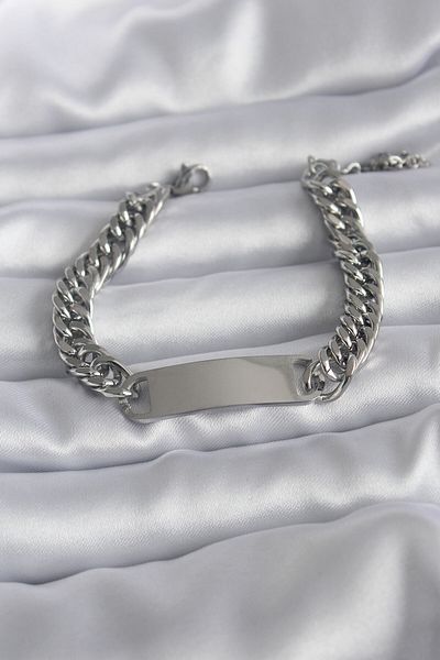 NEZADE STORE 316L Steel Silver Color Name Writable Plate Model Women's Bracelet - Lisinya