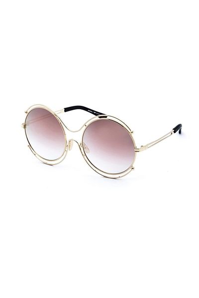 TomyHelf Round Design Women's Sunglasses - Gold Frame, Gradient Glass