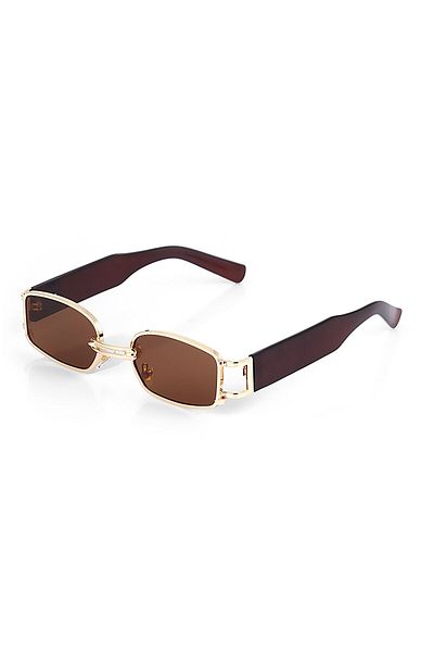 TomyHelf Brown Matte Glass Gold Frame Bone Shank Sunglasses