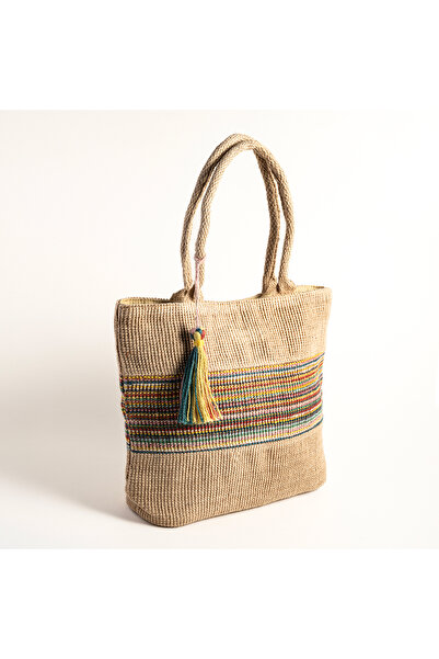 Zsa Zsa Zsu Kolkata Jüt Çanta 33x31x11 Cm Bej