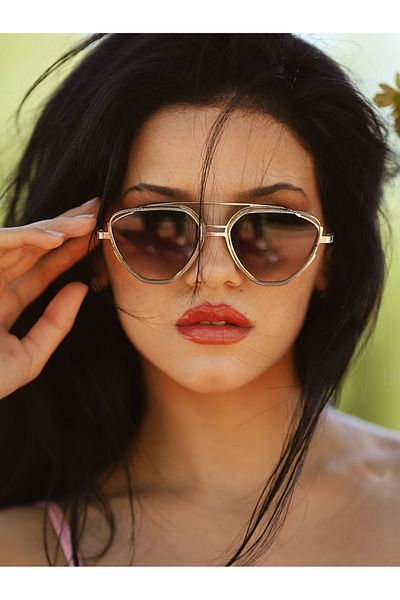 TomyHelf Gold Geometric Frame Unisex Sunglasses