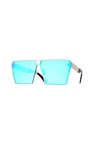 TomyHelf Blue Square Design Women's Sunglasses - Silver Frame