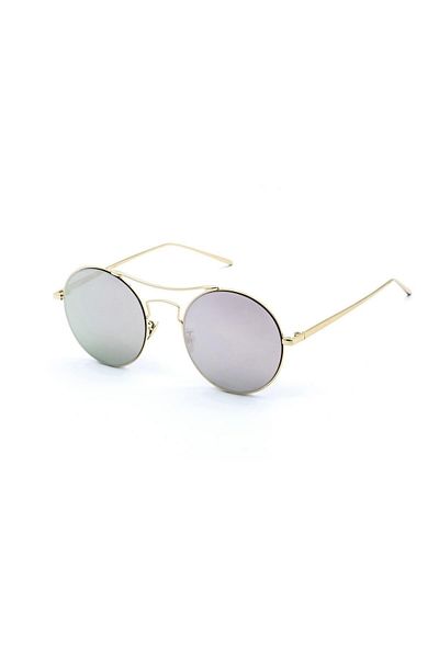 TomyHelf Women's Round Design Sunglasses with Gold Frame and Silver Mirror