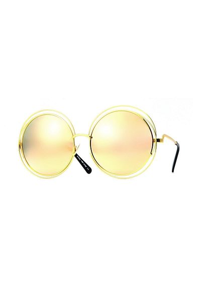 TomyHelf Round Design - Gold Frame Yellow Glass Women's Sunglasses