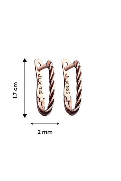 jelux silver Gümüş 925 Ayar Burgu Halka Model Rose Renkli Küpe