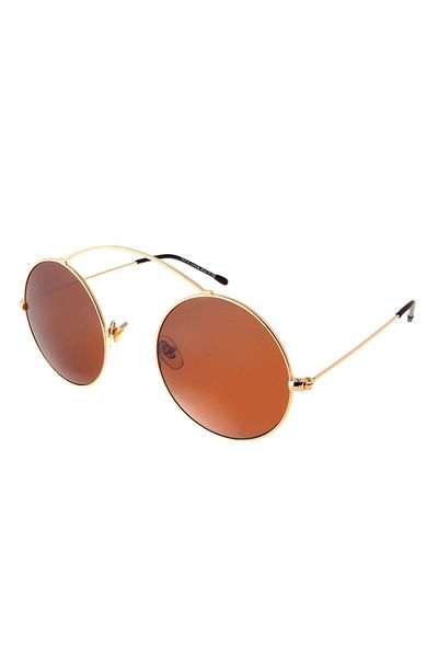 TomyHelf Round Design Gold Frame Brown Women's Sunglasses