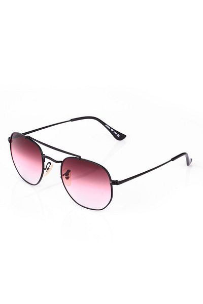 TomyHelf Unisex Red Gradient Glass Geometric Black Metal Frame Sunglasses