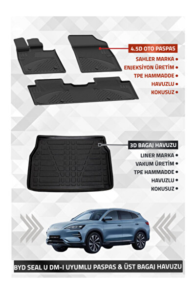 Sahler BYD Seal U Dm-i 2024+ Uyumlu LİNER Marka 3D Kulaksız ÜST Bagaj Havuzu ...