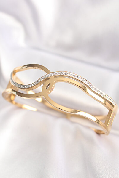 Clariss 316l Çelik Gold Renk Düğüm Model Kelepçe Bilezik