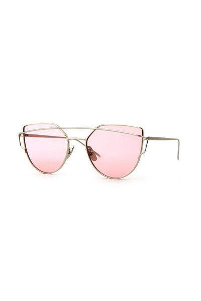TomyHelf Pink Geometric Design Women's Sunglasses - Silver Frame