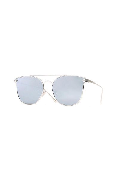 TomyHelf Oval Design Women's Sunglasses - Silver Frame and Mirror Detailed Glass