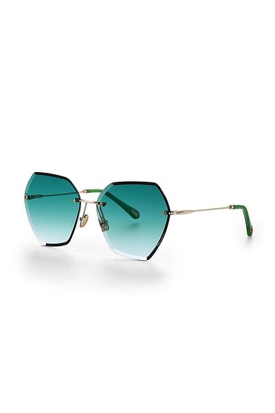 TomyHelf Women's Sunglasses Geometric Glass Design Green Glass Frame