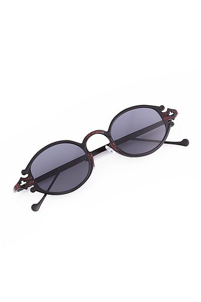 TomyHelf Black Matte Glass Matte Black Oval Metal Frame Unisex Sunglasses