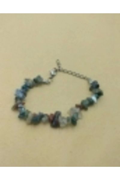 Tralles Takı Natural Stone Mossy Agate Broken Stone Bracelet