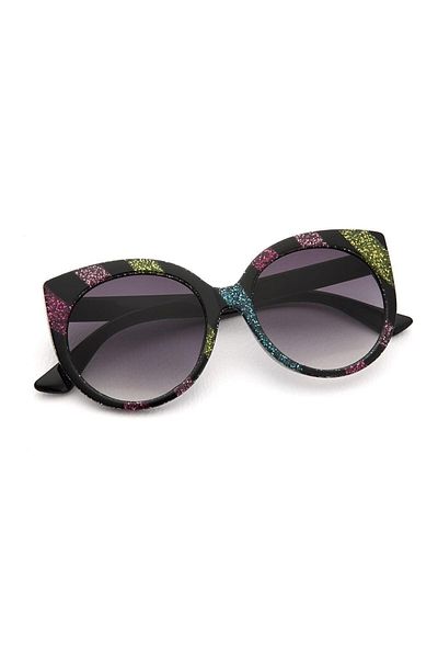 TomyHelf Black Lurex Frame Women's Sunglasses with Cat Eyes Design