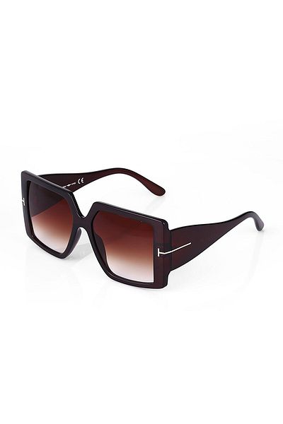 TomyHelf Brown Gradient Glass Bone Frame Women Sunglasses