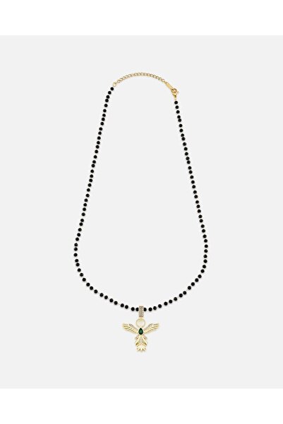 LONDONACS çelik siyah kristal taş anka kuşu kolye