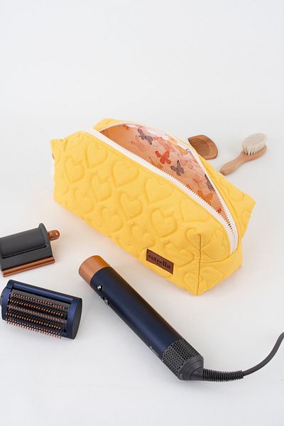 estrella paris Жълта XL чанта за Dyson Airwrap и всички ваши стилизиращи машини - Heart YELLOW чанта за пътуване