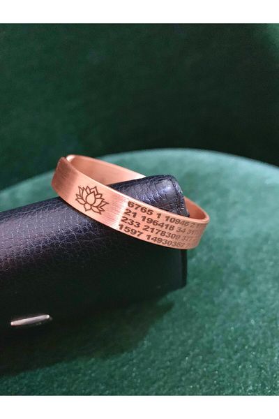 BOJI Ancient Numbers Sequences Infinity and Flower of Life Magnetic Copper Luck Bracelet (Compatible with Any Wrist)