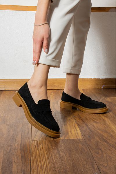 SHOESTEP Дамски ежедневни мокасини LISA, черни, велурени