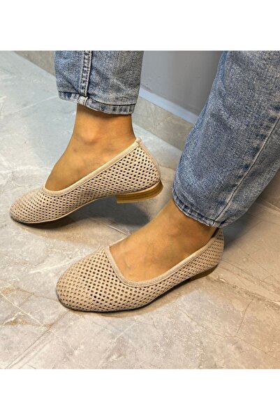 POTEEN Дамски перфорирани балерини от велур Ptn Gobi