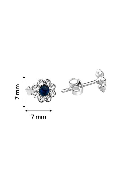 jelux silver Gümüş 925 Ayar Zirkon Taşlı Okyanus Papatya Model Çivili ?üpe