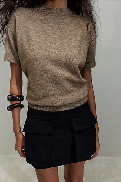 Suud Collection Πουλόβερ με κοντό μανίκι Mink Robe