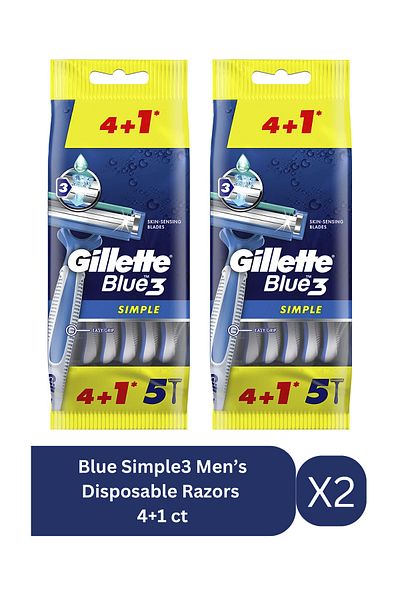Gillette Blue Simple3 Men’s Disposable Razors 4+1 ct. X2