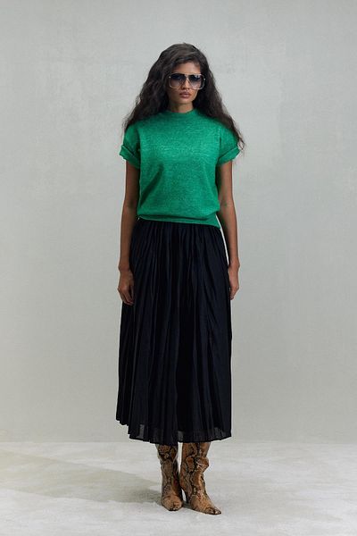 Suud Collection Green Robe Short Sleeve Sweater