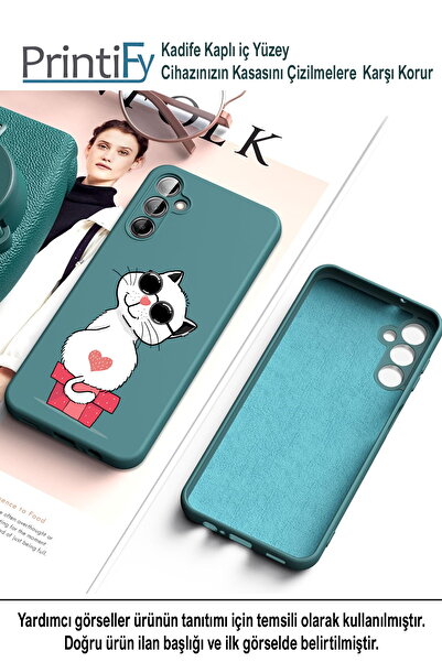 PrintiFy Xiaomi Redmi A1 / A2 Plus ile Uyumlu Coolcat Tasarımlı Siyah Lansman Kılıf