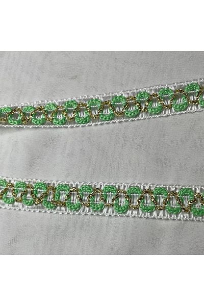 Bukle İplik Green Yellow Wavy Decorative Strip - 1.5 cm Width (5 Meters)