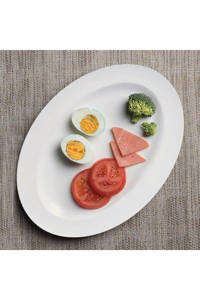 mastergold 3 Piece Melamine Oval Serving Platter White ( 40*28cm ) Durable, Shatterproof and Dishwasher Safe