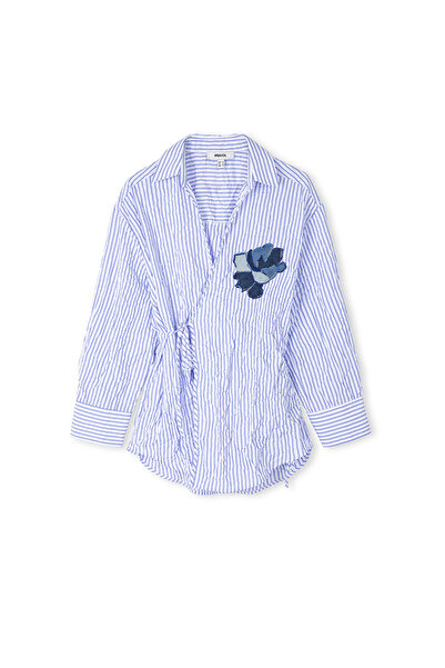 İpekyol Denim aplikeli çizgili bluz