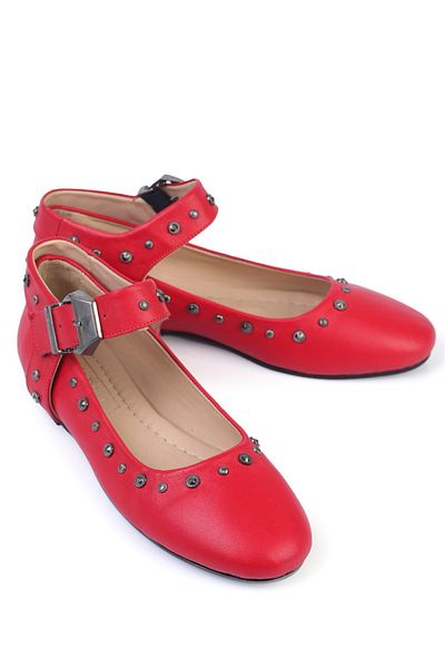 KARVENSHOES Genuine Leather Red Color Ballet