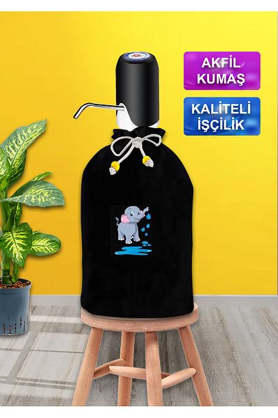 enmalife Черен калъф за демижон със син слон, черен платнен калъф за демижон