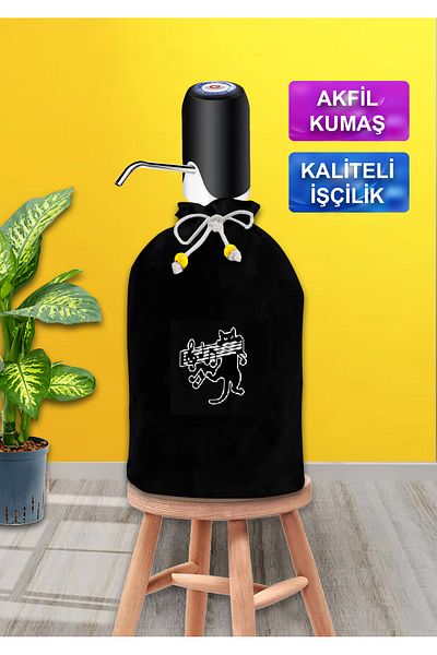 enmalife Декоративен черен калъф за демижон с щампа на котка. Черен калъф за демижон Akfil от плат.