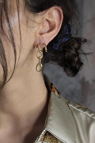 New Obsessions Antiallerjik Kaplamalı Zincir Model Sallantılı Asimetrik Küpe