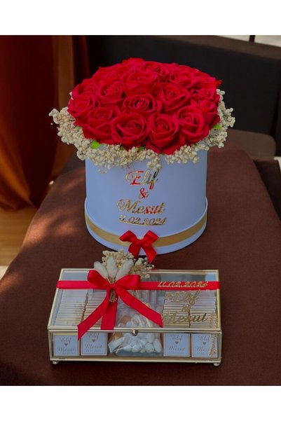 Cyz Home Lani Gold Söz Nişan Kız Isteme Çikolatası Ve Isteme Çiçeği Seti