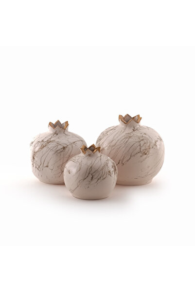 Soğuk ve Sıcak Dekoratif Seramik Biblo Üçlü Nar Set