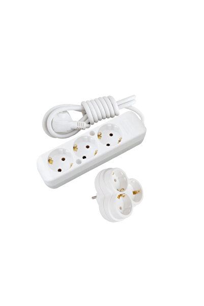 Nilson Flash Beyaz Topraklı 3 Parça Priz 1,5 Metre Ve Golyat